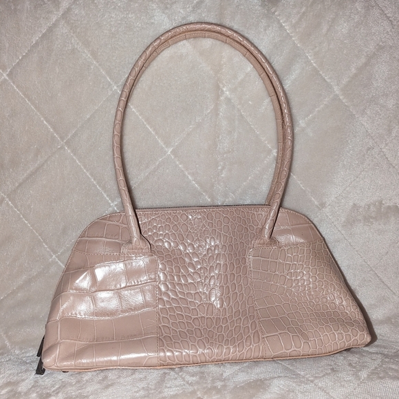 Furla Croc Embossed Beige Leather Satchel - Picture 7 of 15